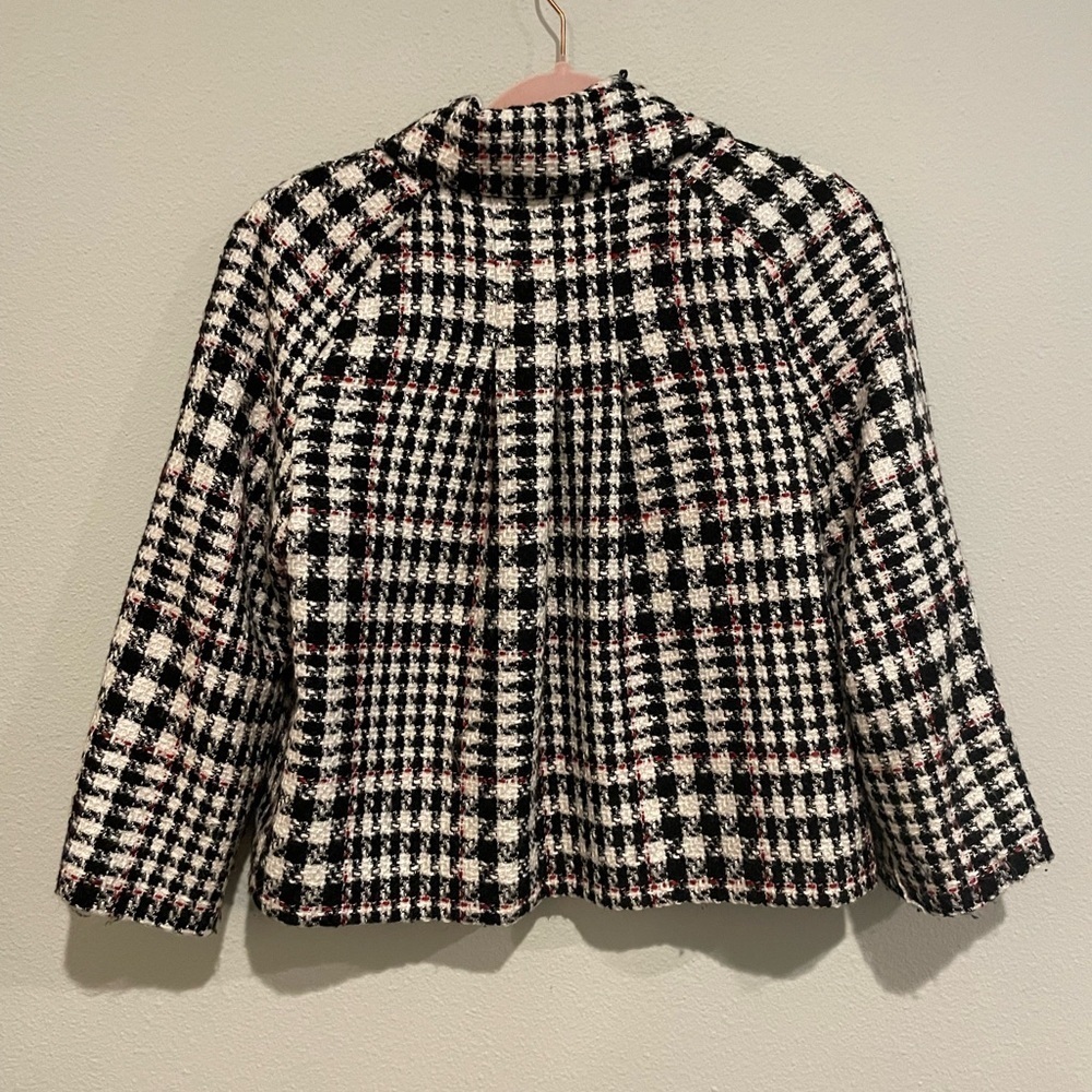 Black and white plaid Allison Taylor pea jacket. Size 8 - Picture 5 of 5